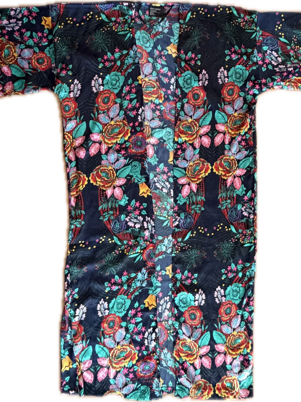 Free Press Floral Kimono Duster One Size Boho Open Front